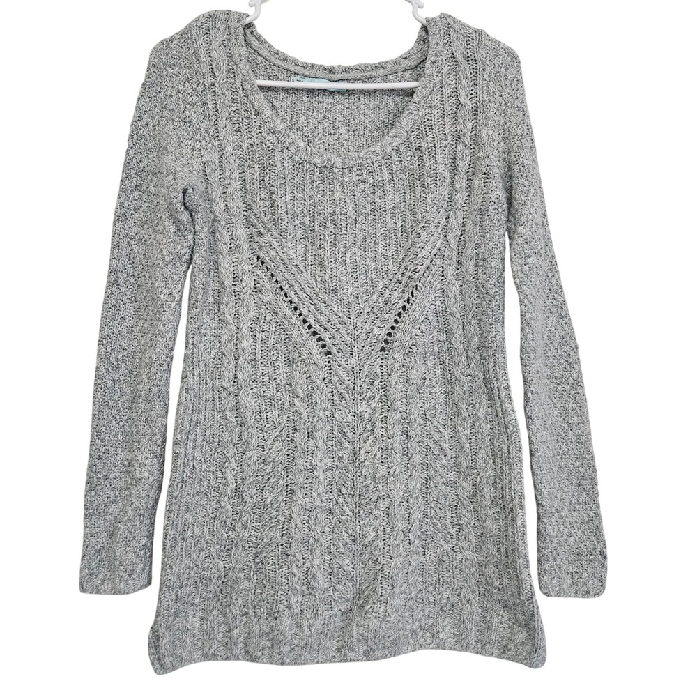 Maurices Womens Grey Cable Knit Tunic‎ Sweater Scoop Neck Boho Small